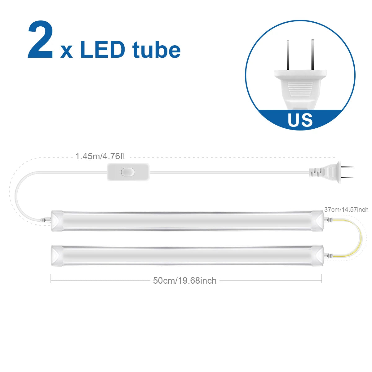 50cm LED Tube Light Bar (T5 15W / T8 25W) - Under Cabinet, Kitchen Wall Lamp & Fluorescent Tube Replacement