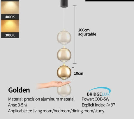 Bedside chandelier modern simple, and luxurious bedroom small chandelier restaurant bar and counter adjustable ceiling light