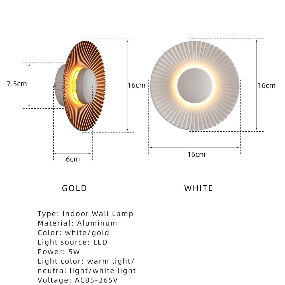 Creative Modern LED Wall Lamp Sconces Disc-shaped Metal Hotel Restaurant Bedroom Corridor Decoration Wall Light Indoor Lighting