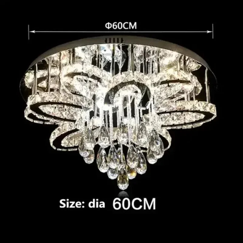 Modern living room infinitely adjustable smart crystal lamp circular LED lamp bedroom and dining room ceiling lamp