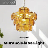 Round Glass Dining Table Lights for Bedroom Living Room French Modern LED Murano Glass Pendant Lights Bar Kitchen Restaurant