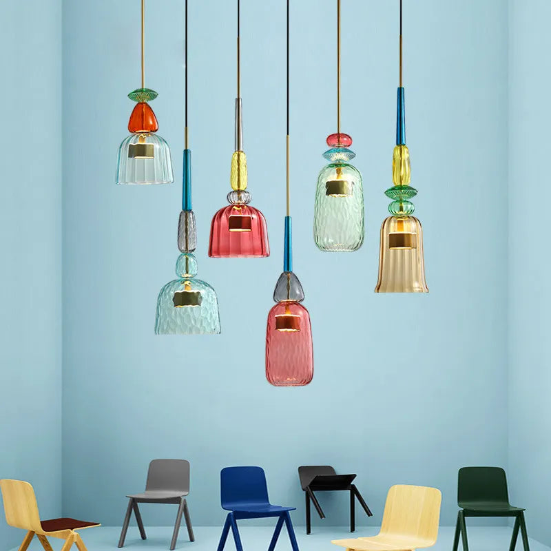 Nordic Pendant Lights modern Color Candy Bedroom Children's Room Single Head Glass Hanging Lamps Home Decors Fixtures Restaurant
