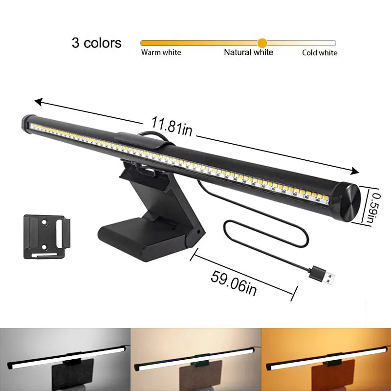 Stepless Dimmable RGB Monitor Light Bar - LED Screen Hanging Lamp with Backlight Atmosphere for Gaming & Study