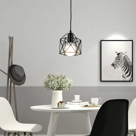 Modern LED Pendant Light Iron Gold Black Minimalist Metal Cage Pendant Lamp Living Room Restaurant Shop Bar Fixture Decoration