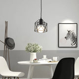 Modern LED Metal Cage Pendant Light - Minimalist Iron Gold & Black Lamp