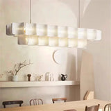 Nordic Wabi-Sabi Tiered Acrylic LED Pendant Light - White Minimalist Ceiling Chandelier Lamp Fixture for Dining Room, Kitchen Island & Lobby Decor