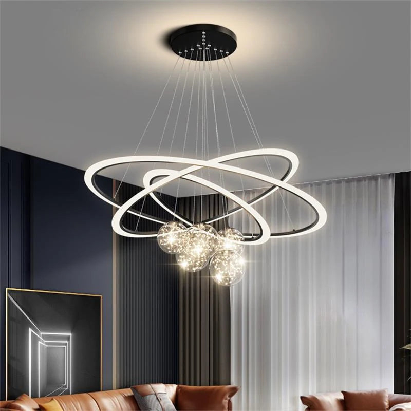 2025 New Pendant Light Lusters For Living Room Chandelier Modern Creative Circle Ring Bedroom Lamps Restaurant Ceiling Luminaire