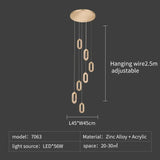 Modern Rings LED Chandeliers For Staircase Luxury Long Hanging pendant Lamps Gold Creative Indoor Attic Lighting Lustre Fixtures