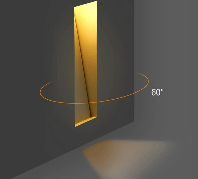 LED Recessed Trimless Step Light Indoor Skirting Wall Light Rectangle Invisible Stair Light for Hallway Bedroom Stairway