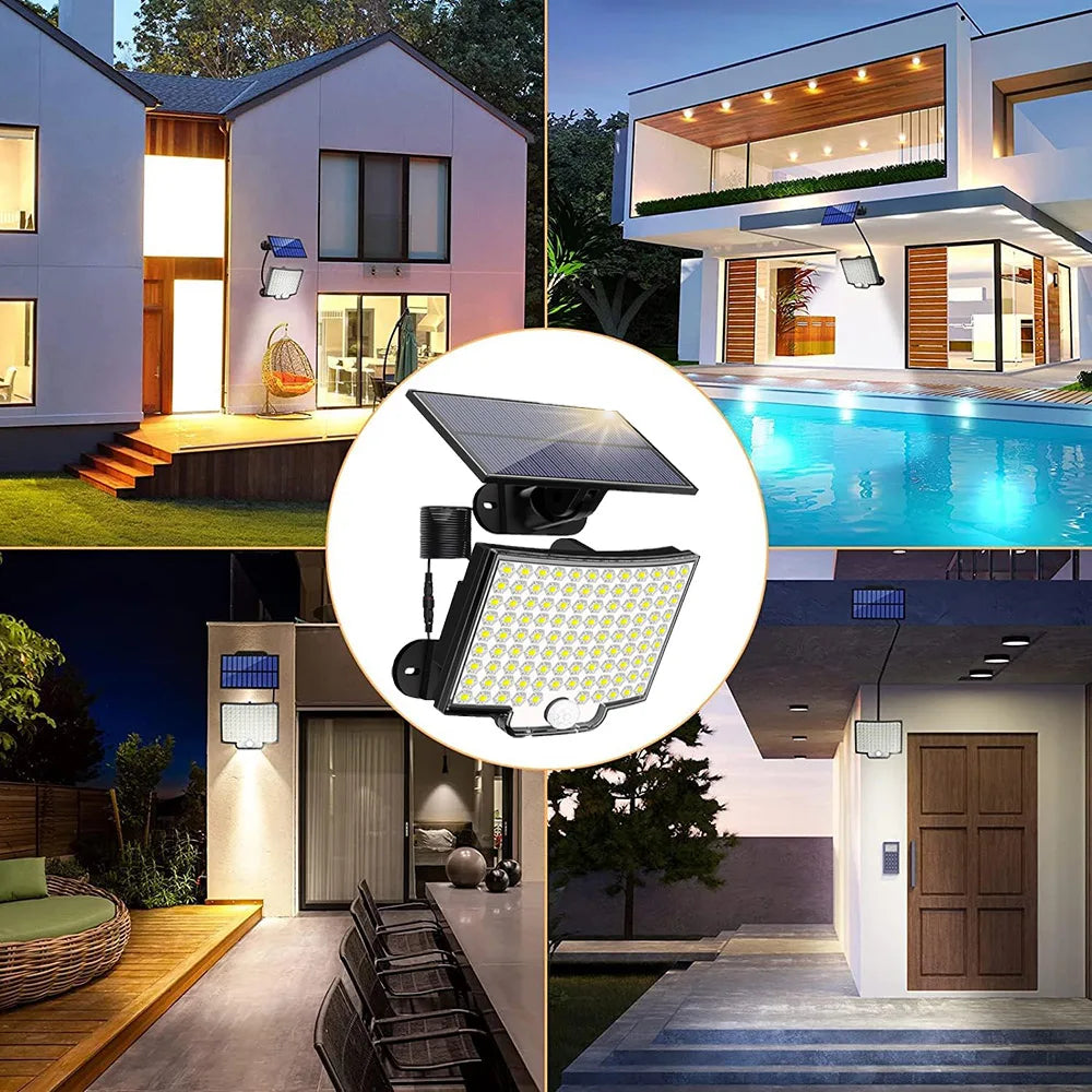 Solar Light Outdoor 106 LED Spotlights IP65 Waterproof Motion Sensor Human Induction Solar Flood Security Lights 3 Modes