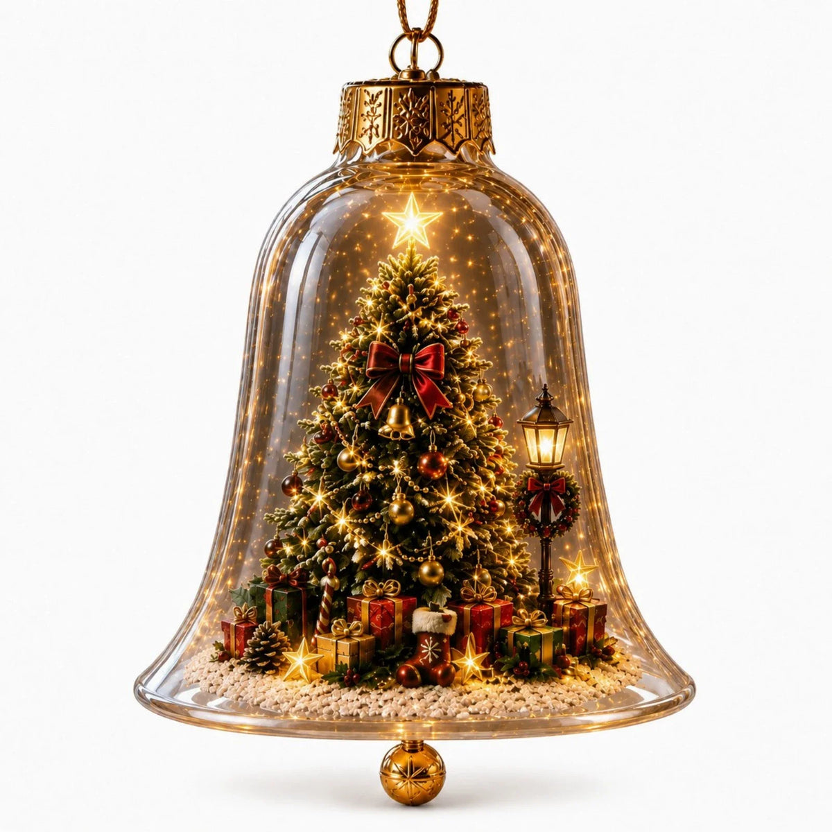 Acrylic Christmas Bell Ornament Decoration 3D Snow Globe Santa Snowman Ball Hanging Xmas Tree Pendant Christmas Party Decoration
