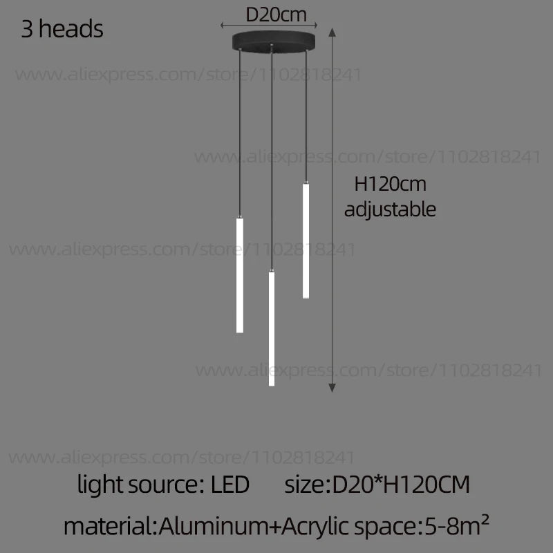 Minimalist Chandelier LED Stair Strip Lamp Duplex Building Interior Lighting Lamps Modern Dining Table Living Room Pendant Light