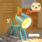 Mini LED Night Light Folding Desk Lamp Cute Pet Lights Dog Deer Dinosaur Flower Portable Night Light Student Living Room Decor