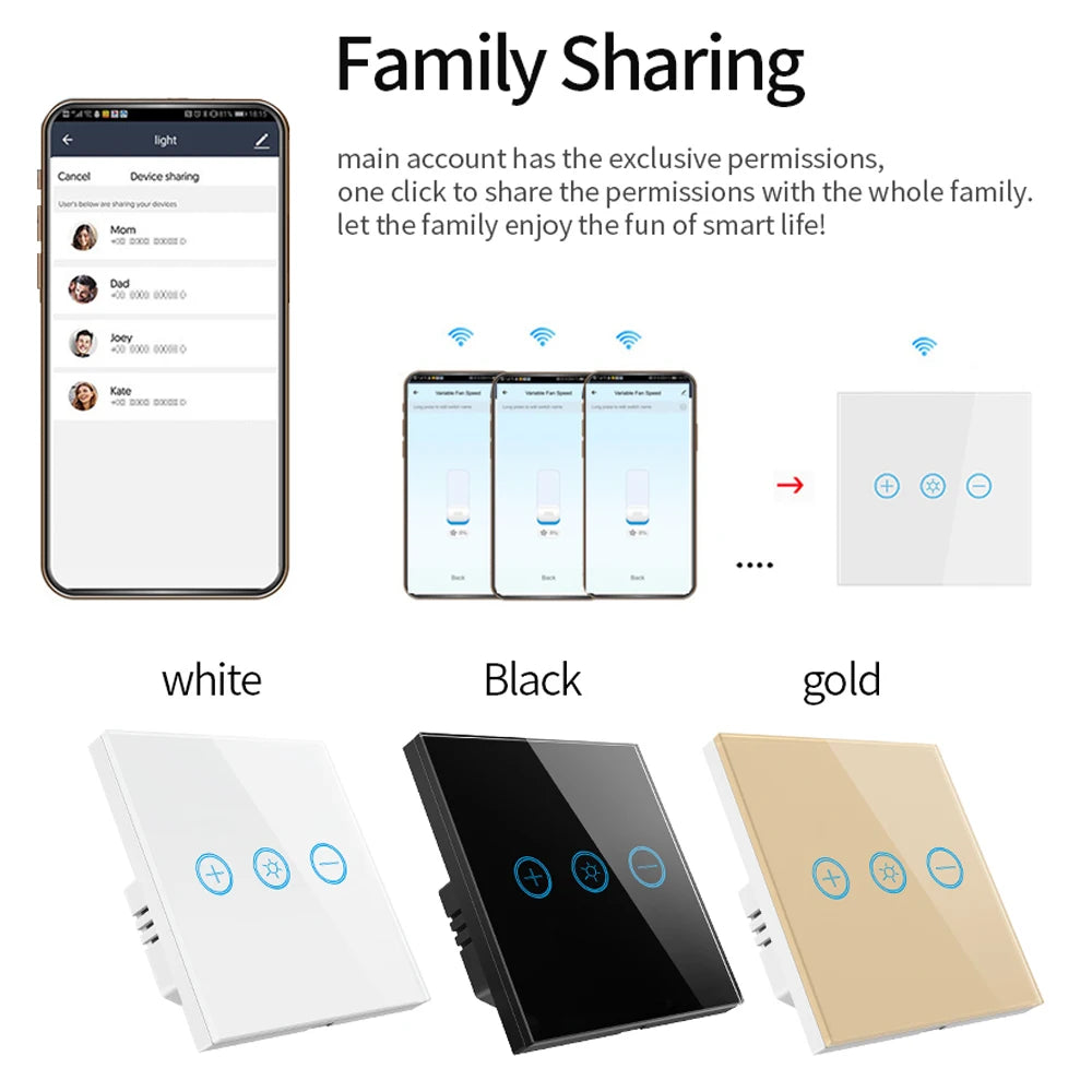 EU WiFi Smart Glass Panel Wall Touch Switch Light Dimmer Switch Smart Life Tuya APP Remote Control for Alexa Google Home