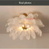 Nordic White Feathers Art Living Room Pendent Lamp Bedroom Indoor Hanging Lamp Chandelier Home Decoration Ceiling Lamps