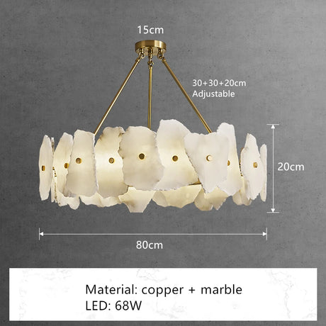 High Quality Copper LED Pendant Lights Natural Marble Dining Room Kitchen Hanging Lamp Creative Unique Art Deco Home Ceiling