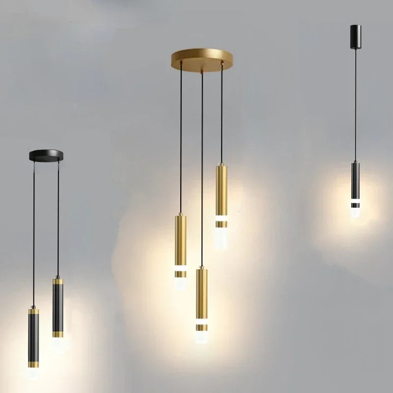Modern Led Long Pendant Light for Bedroom Bedside Living Room Hanging Lamps Reading Lighting Double Spotlight Decor Chandelier