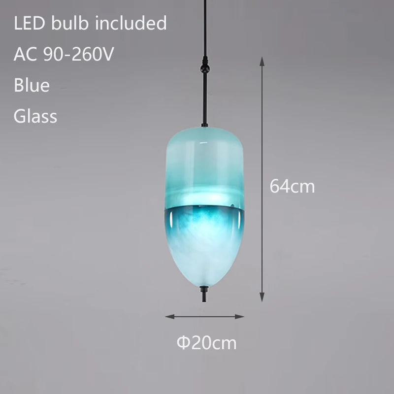 Wonder Glass Night Flow Bespoke Glass pendant light teardrop-shaped Blue pendant light art deco Italian Replica designer Lamp