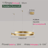 Nordic modern chandelier simple ring light led pendants round lamps