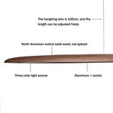 Modern Wooden Linear Pendant Light - Nordic LED Kitchen Island Hanging Lamp