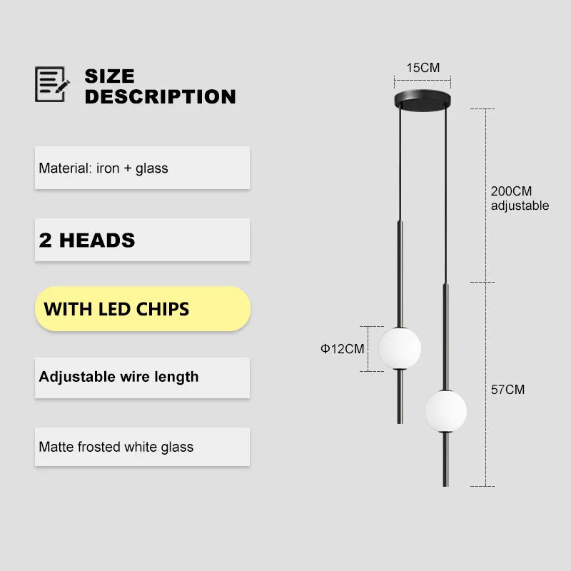 Modern Glass Pendant Lamps for Bedroom Led Chandelier Home Decor Bedside Hanging Suspension Lustre Minimalism Dining Room Lights