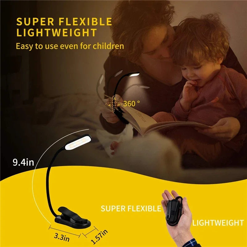 Chargeable Home-appliance Book Lamp 7LED Led Lights Bed Night Reading Light Lamps for Room With Level Three Warm and Cool White