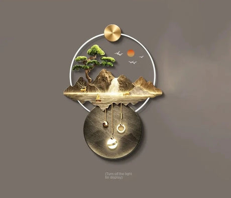 Light Luxury Corridor Home Decoration with Light Chinese Style Landscape Decorations Hanging Living Room Background Wall Decor