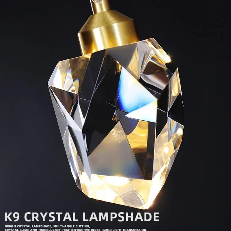 Modern Crystal Chandelier Indoor Crystal Ceiling Light Fixtures With Clear Solid Crystal For Living Room Hallway Kitchen Lamp