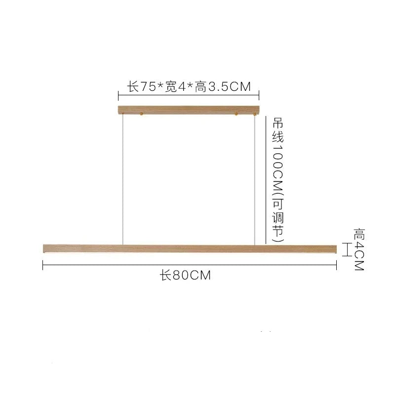 Japanese Pendant Light Black Walnut Fashion Home Design Nordic Long Strip Light Office Simple Wooden Dining Table Light