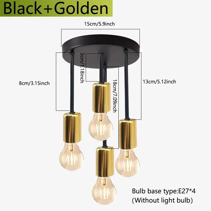 E27 Bulb Modern LED Ceiling Light Black - Energy Saving, Living Room, Bedroom, Kitchen, Easy Installation, Bulb