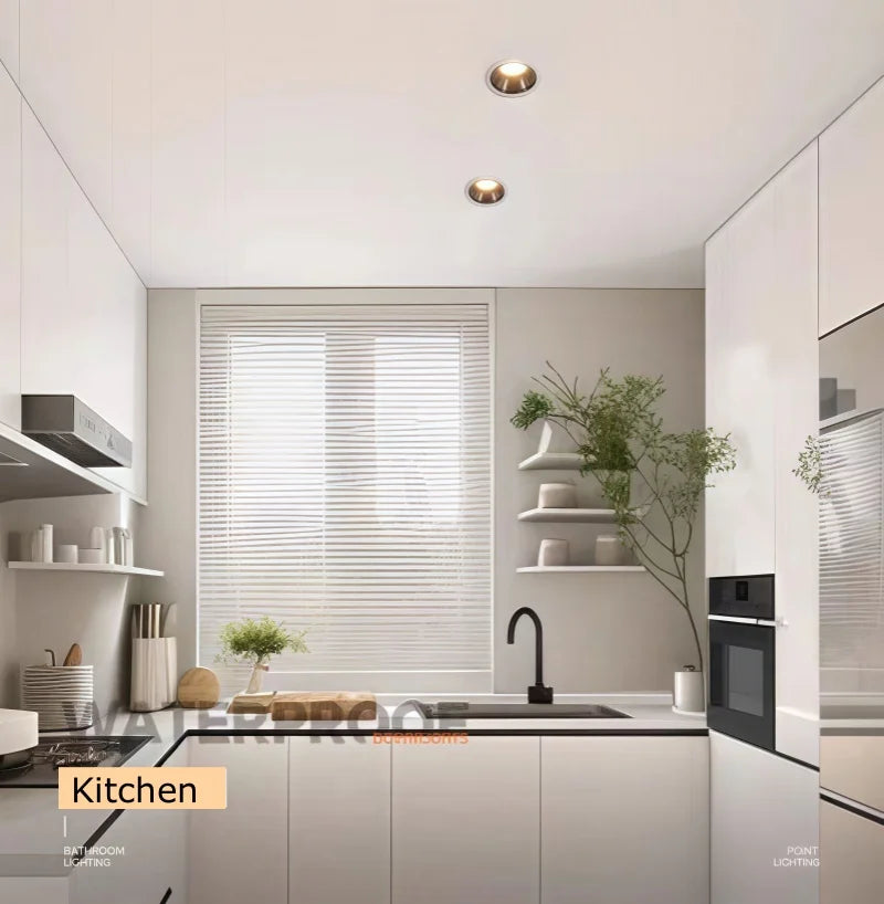 IP65 Waterproof Embedded CRI98 Dimmable Spotlight AC110-220V Bathroom Kitchen 7W10W15W20W24W30W Ceiling Downlight LED Anti Glare