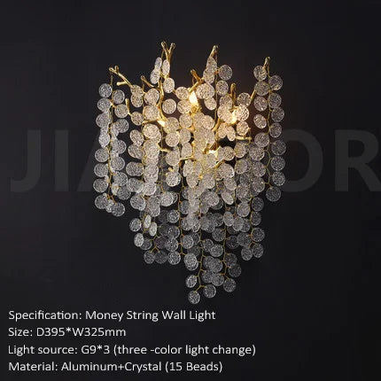 Modern Luxury Crystal LED Wall Lamp - Decorative Sconce Light Fixture for Living Room Background, Bedroom Bedside & Villa Interiors