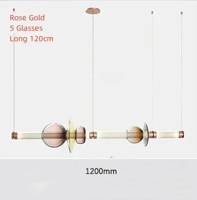 Nordic Long Dining Chandelier - Stained Glass LED Island Pendant Light