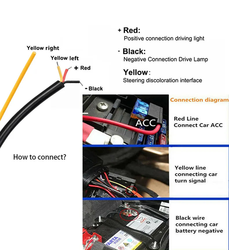 LED Car Hood Light with Turn Signal Scan and DRL.
