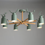 Log chandelier living room bedroom ceiling pendant light fixtures kitchen ceiling lighting deer design e27 light