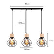 3-Heads Dining Table Chandelier Iron Wooden Lampshade Hanging Lamp for Kitchen Island Bedroom Modern Suspension Pendant Lighting
