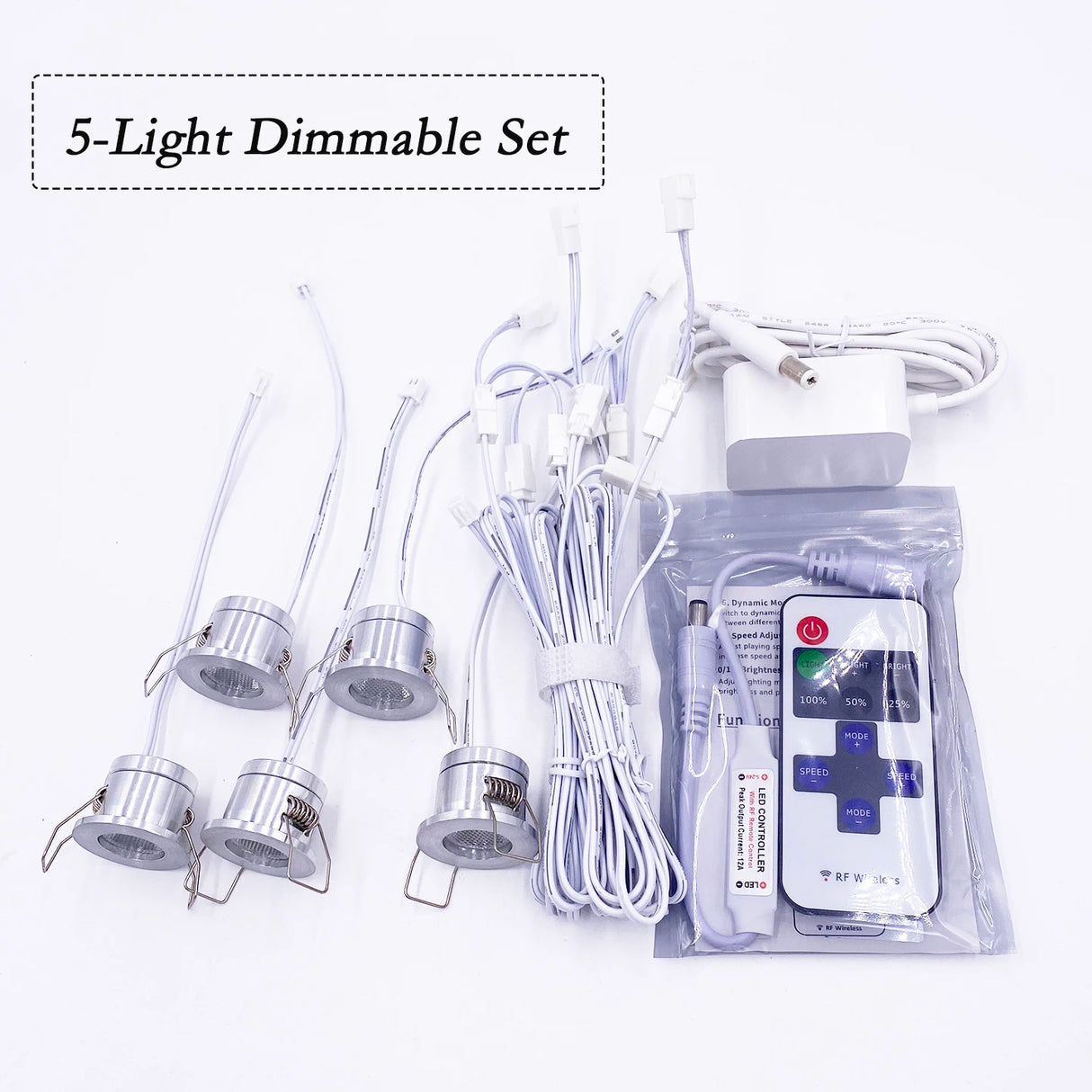 1W 12V Embedded Mini LED Downlight Kit with 100-240V Transformer - Glare-Free Dimmable Spotlight (28mm Cutout) for Indoor Decor