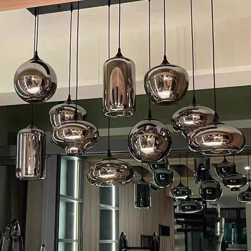 Modern LED Glass Ball Pendant Lamp for Living Room Bedroom Dining Kitchen - Indoor Hanging Chandelier Home Decor Light