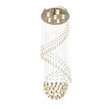Luxury Vertical Crystal Ball Raindrop Chandelier Polished Stainless Steel Ceiling Plate Long Suspension Light For Stairwell Loft