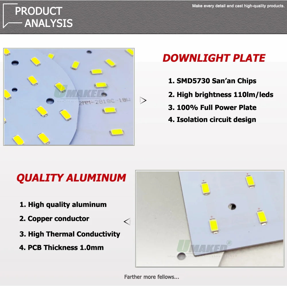 5/10Pcs LED PCB 6W 12W 18W LED Downlight Aluminum Plate Lighting Heatsink SMD5730 110lm/W Square Light Source For Panel Lamps