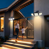 2500LM Solar Outdoor Motion Sensor Light with Remote - 3-Head Waterproof LED Wall Floodlight for Garden, Patio & Yard