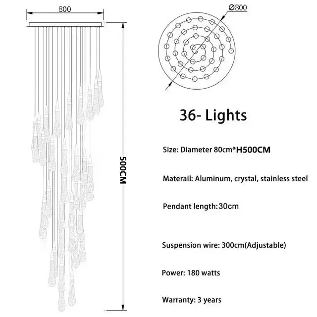 2025 New Modern LED Crystal Pendant Light Lustre Restaurant Bar Composite Staircase Light Living Room Home Decoration Lighting