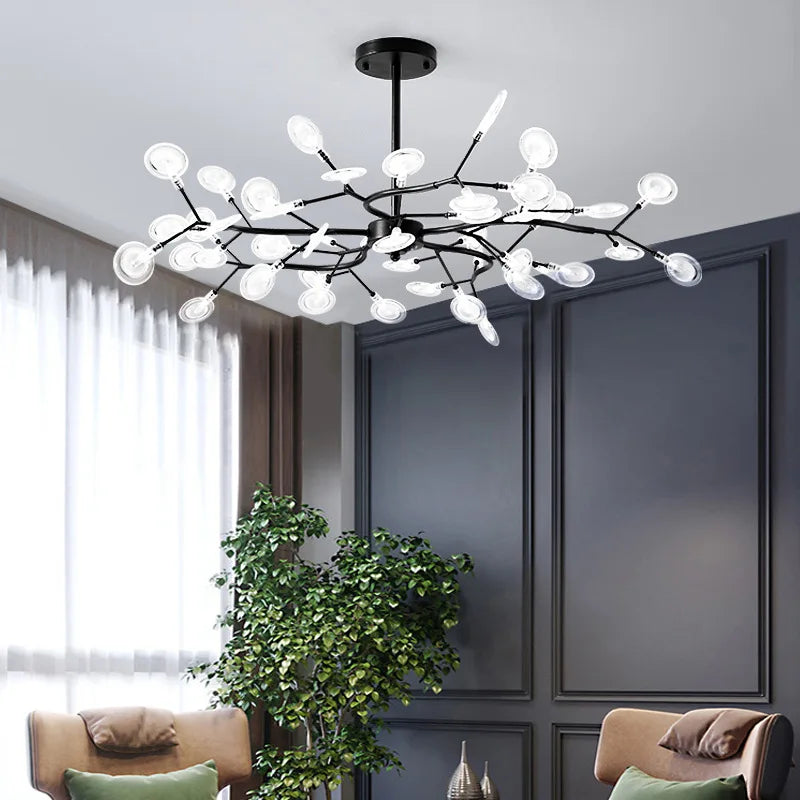 Branch Shape Firefly Ceiling Chandelier for House Baby Kid  Living Room Bedroom Decor G4 Led Lighting Indoor Hanging Lamp