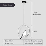 Rotatable Magpie Bird LED Pendant Light for Bedside Bedroom Indoor Gold Silver Hanging Lighting Chandelier Lamps Foyer AC85-265V