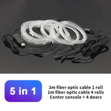 Car Interior RGB LED Atmosphere Light Strip USB Fiber Optic Neon Invisible Ambient Lamp Center Console Door Decoration Trim