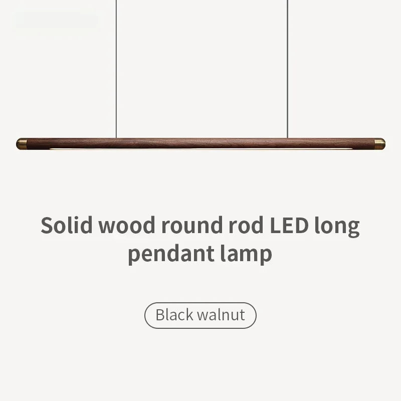 Wood Linear Pendant Light Fixtures Copper Over Kitchen Island Sink Ceiling Hanging Chandeliers for Dining Room Living Walnut