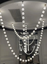 2026 Trendy Pearl Necklace Design LED Dimmable Chandelier Balls Staircase 6 m Long Suspension Luminaire Lampen For Living Room