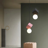 Modern Minimalist Resin Honeycomb Stone Design LED Warm White Light Single Bedside Dining Pendant Lamp Glass Ball Pink Fixture