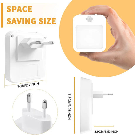 Night Light Motion Sensor With LED Light EU Plug Lamps Children Night Light Wireless Night Lamp For Bedside Table Bedroom