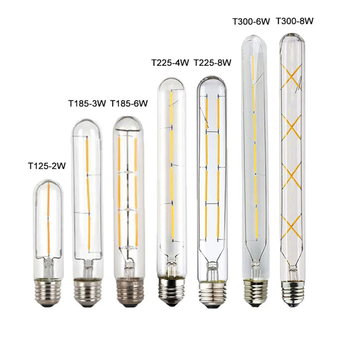 Vintage Tubular LED Filament Light Bulb - T10 T30 Long Tube 4W 6W 8W Edison Lamp